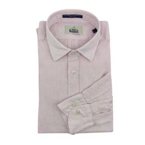 Camicia Bradford Linen Stripes Uomo Pink/White