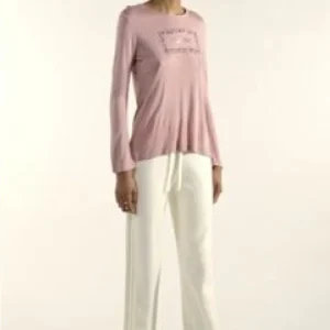 T-shirt donna manica lunga con stampa animalier oro rosa