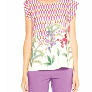 T-SHIRT in viscosa manica corta fantasia floreale