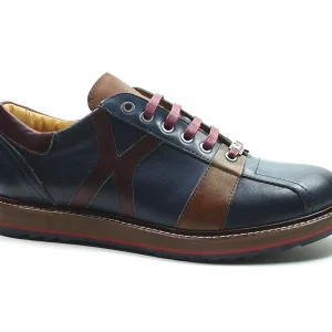 Scarpa Sneakers Pelle Uomo Blu