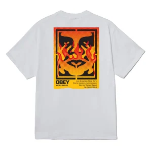 T-shirt Icon Stencil Flame Uomo White
