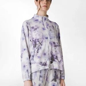 FELPA LEGGERA MISTO VISCOSA STAMPATA CON ZIP VIOLA