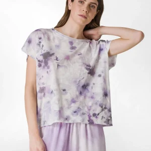 T-SHIRT YOGA STAMPATA IN JERSEY FIAMMATO VIOLA