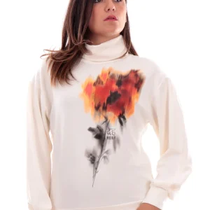 FELPA CAPPUCCIO CON STAMPA BIANCA DEHA