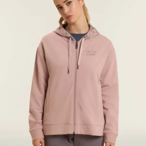 Felpa con cappuccio foderato fantasia e zip frontale