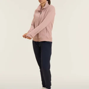 Felpa con zip, collo e fronte in sherpa, logo borchie