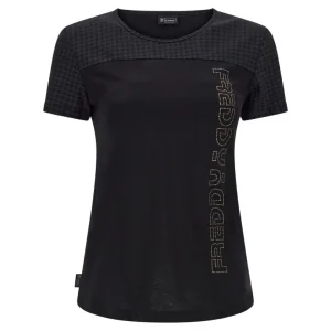 T-shirt carré e maniche pied de poule grafica in strass