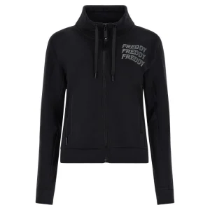 Felpa FREDDY comfort full zip con grafica in strass
