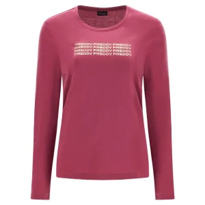 T-shirt manica lunga con logo ripetuto color bronzo