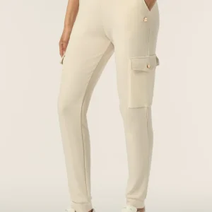 Pantalone donna in felpa viscosa con tasche cargo in velluto