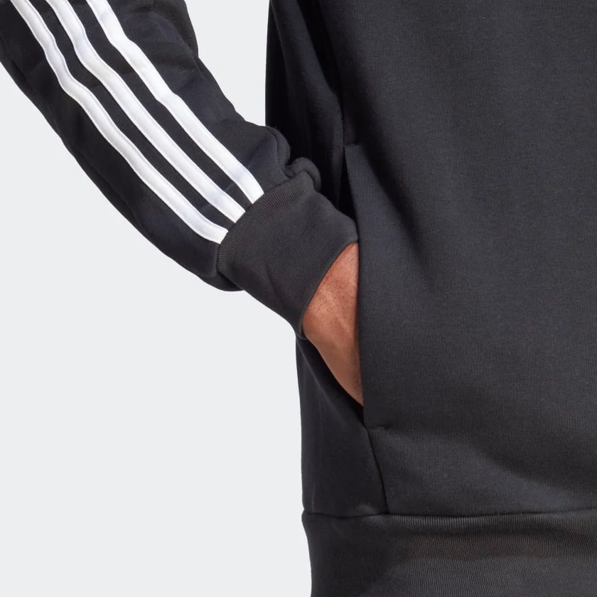 FELPA CON CAPPUCCIO ESSENTIALS FLEECE 3-STRIPES FULL-ZIP - immagine 6