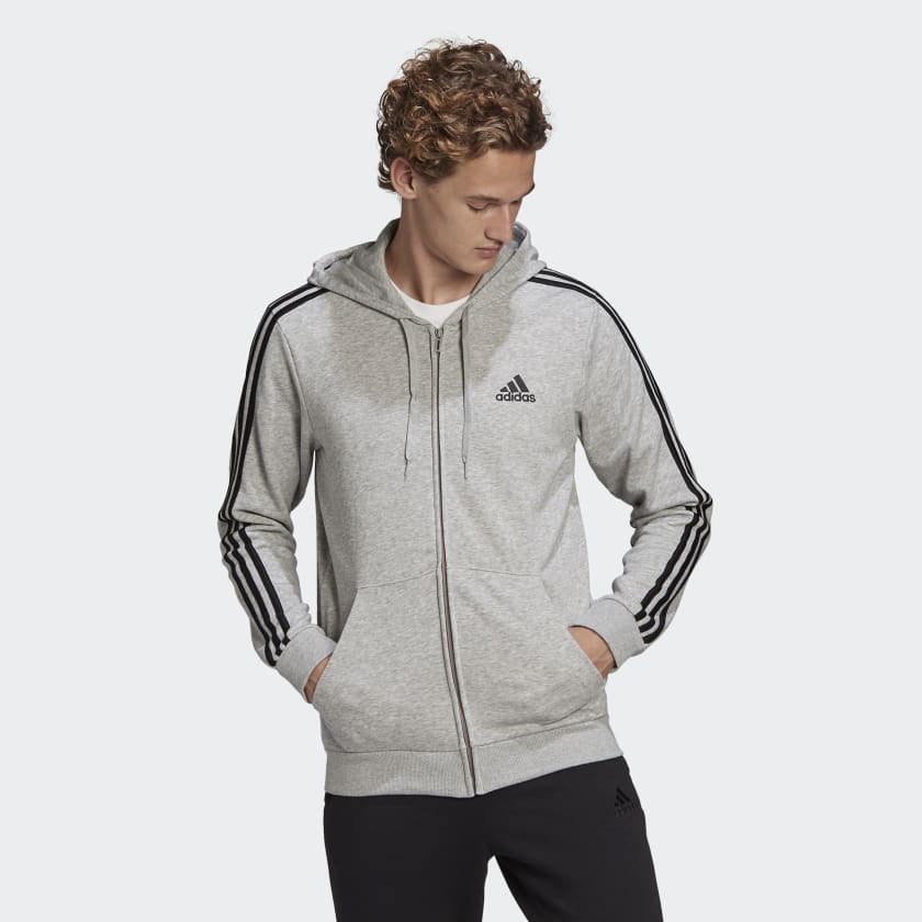 FELPA CON CAPPUCCIO ESSENTIALS FRENCH TERRY 3-STRIPES FULL-ZIP - immagine 2