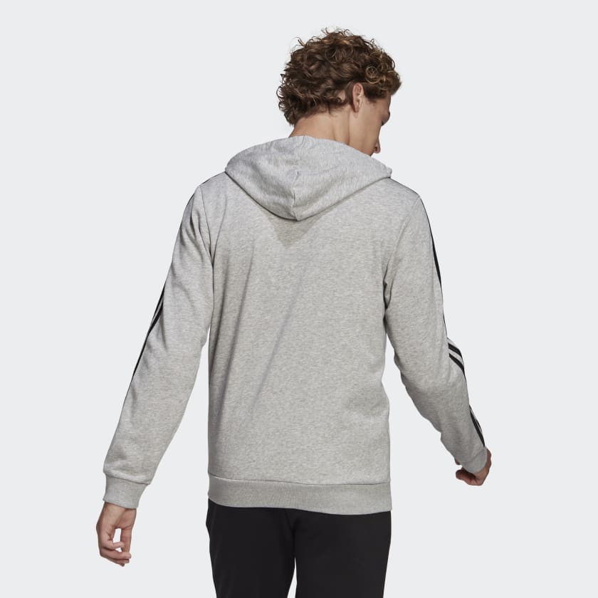 FELPA CON CAPPUCCIO ESSENTIALS FRENCH TERRY 3-STRIPES FULL-ZIP - immagine 3