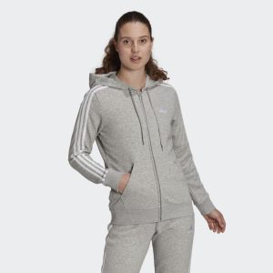 FELPA CON CAPPUCCIO ESSENTIALS FRENCH TERRY 3-STRIPES FULL-ZIP