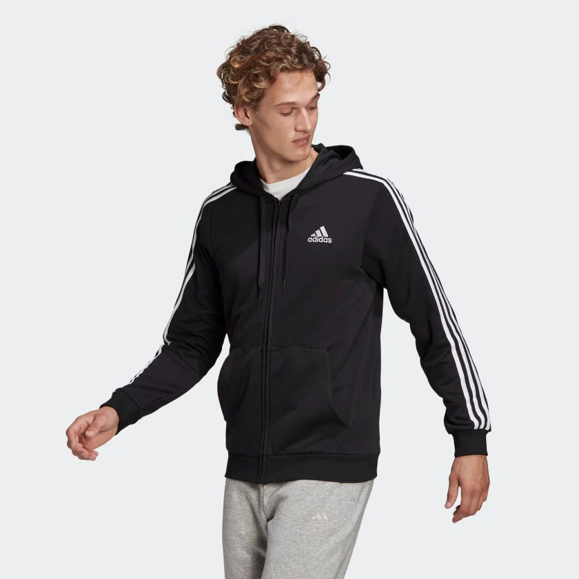 FELPA CON CAPPUCCIO ESSENTIALS FRENCH TERRY 3-STRIPES FULL-ZIP - immagine 2