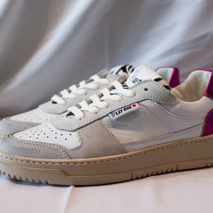 SNEAKERS KAMMI IN PELLE BIANCA, FUXIA E ZEBRATO