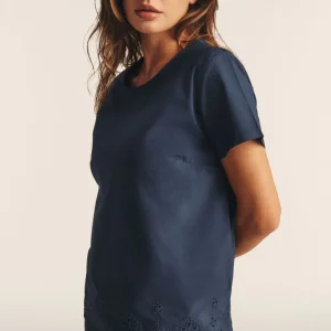 T-shirt regular in cotone con ricami Sangallo