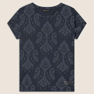 T-shirt floreale in jersey con maniche a kimono