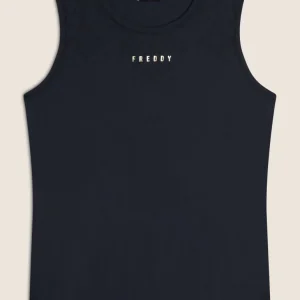 Canotta in jersey con stampa floreale sulle spalle