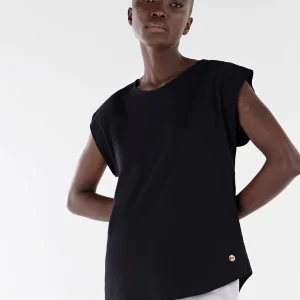 T-shirt fronte in modal e retro in satin