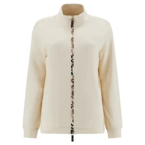 Felpa con bordature zip e interno del fondo in toni beige