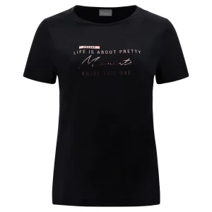 T-shirt in jersey modal con lettering oro rosa