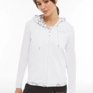 Felpa FREDDY donna leggera con zip e cappuccio grafica floreale