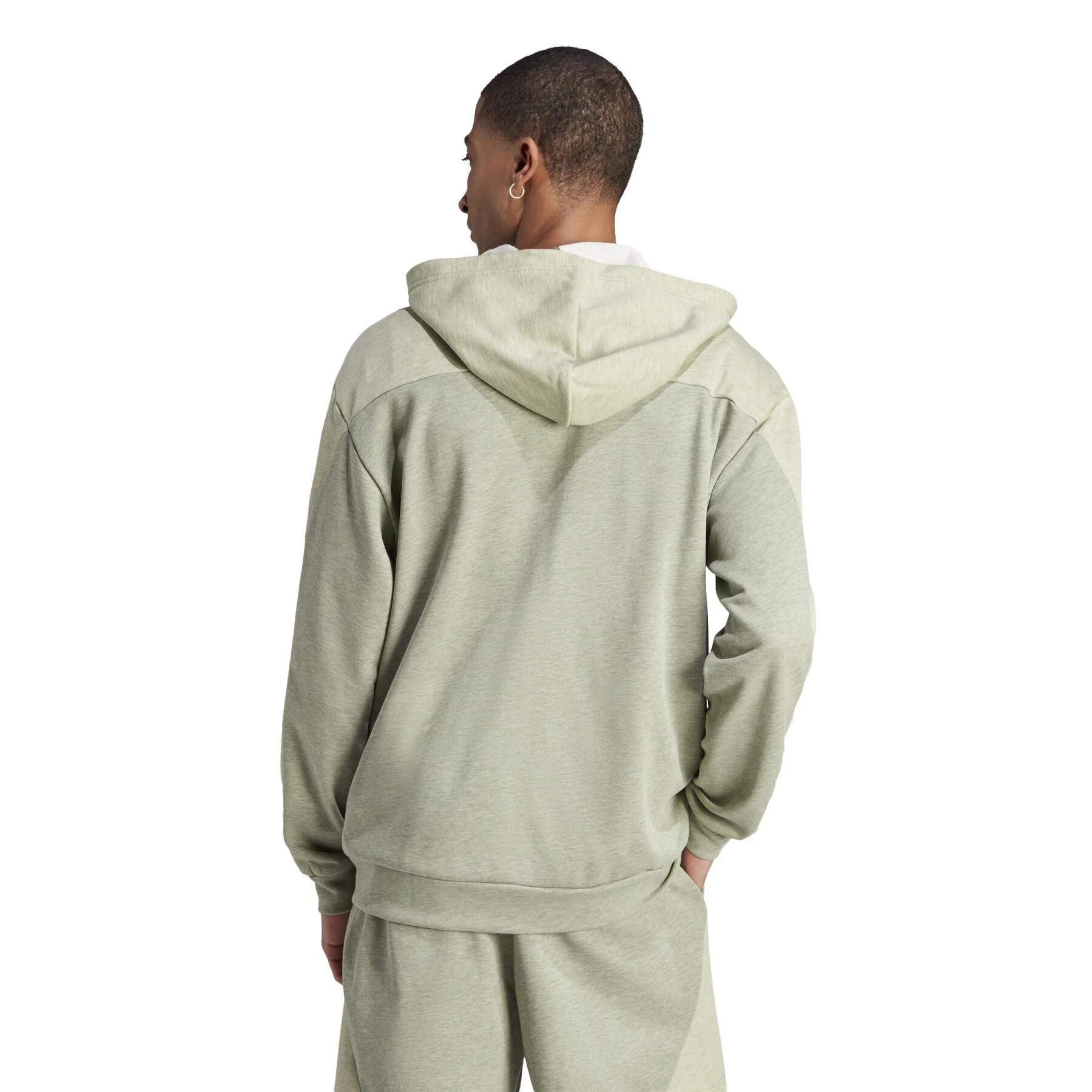 Felpa melange con cappuccio e zip integrale adidas - immagine 5