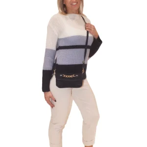 MAGLIA DONNA a righe in lana Mohair