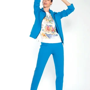 TUTA DONNA FULL ZIP CON COLLETTO COLORE BLU