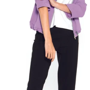 FELPA DONNA GIROCOLLO FULL ZIP LILLA /BLU