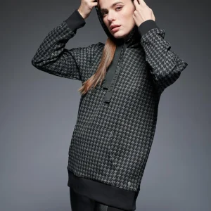 FELPA DEHA PIED-DE-POULE CON CAPPUCCIO